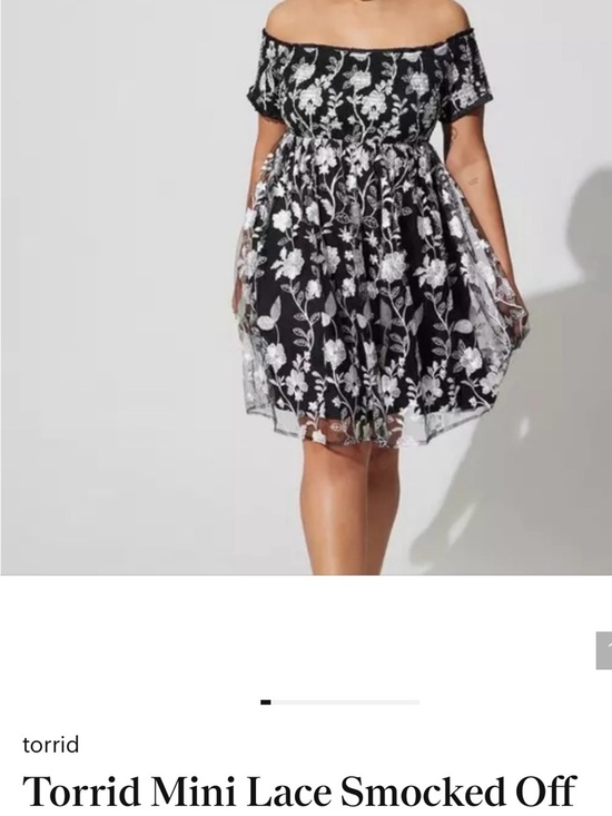 torrid Dresses & Skirts - torrid Black Off-Shoulder Lace Midi Dress with White Floral Embroidery